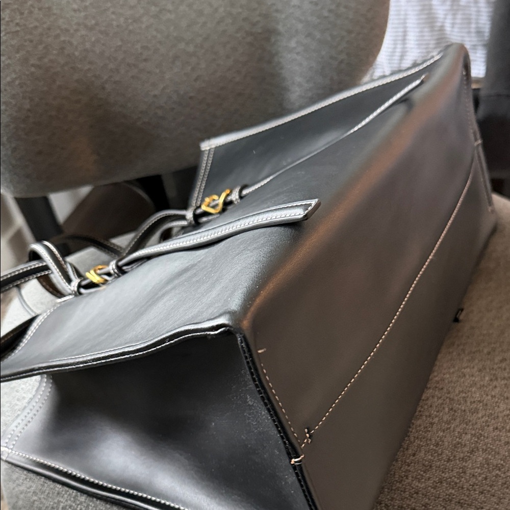 Italian Leather Black Tote Bag Made in Italy - Picture 9 of 15